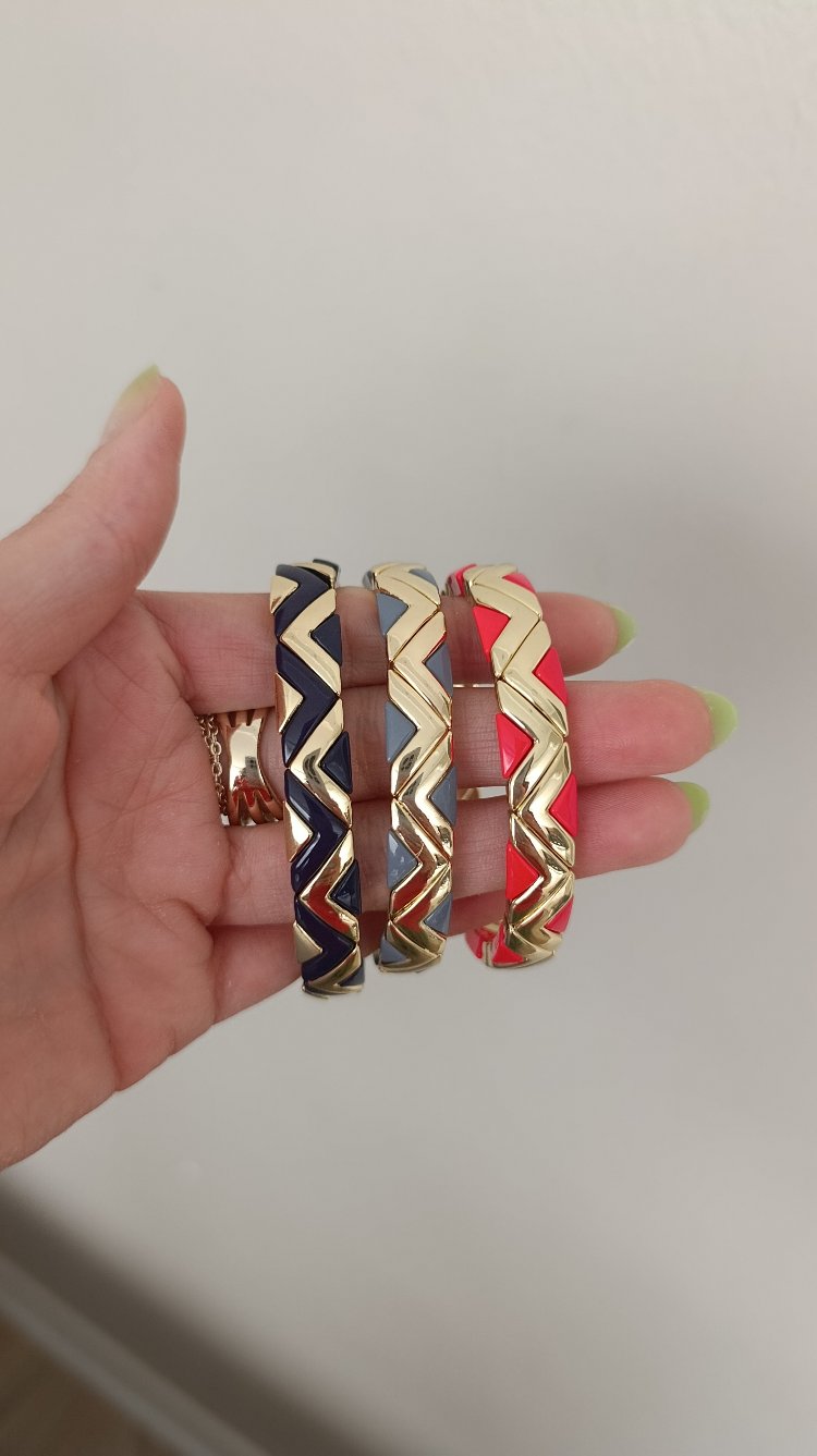 14K Renkte Gri &Gold Seramik Kaplama Lastikli Bileklik