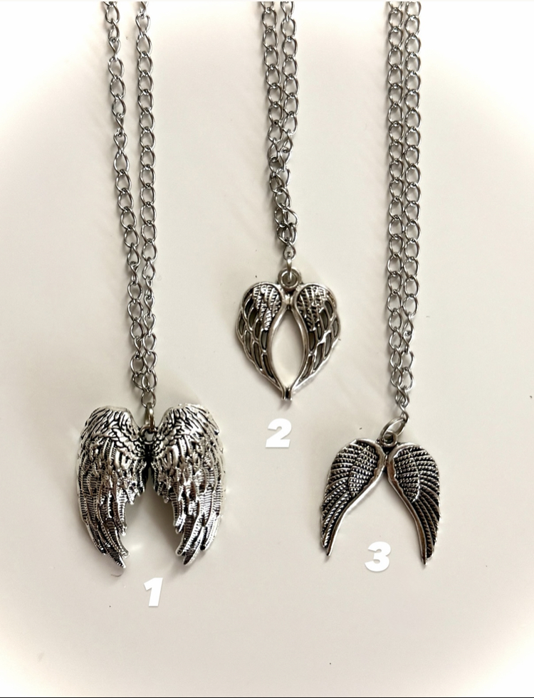 Angel wing çelik zincir kolye