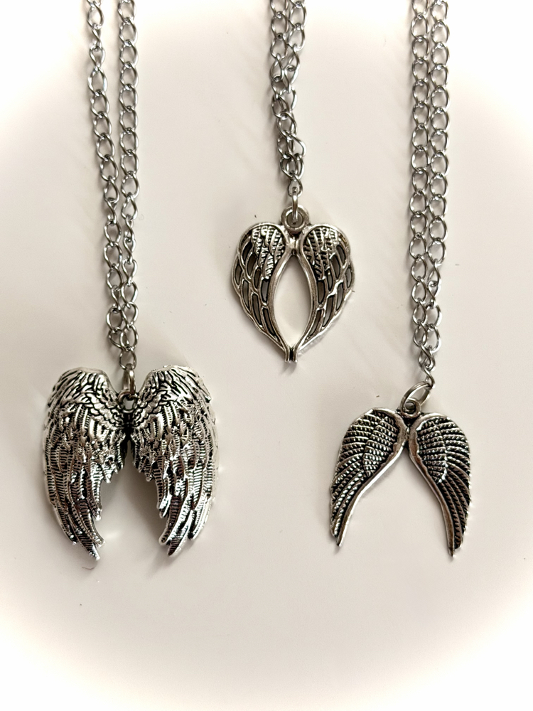 Angel wing çelik zincir kolye
