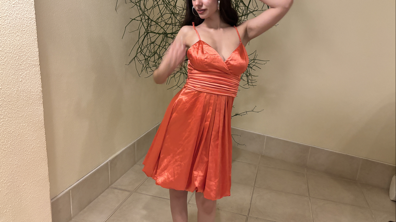Satin bubble hem dress