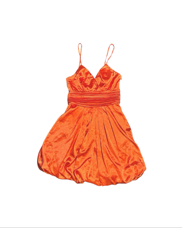 Satin bubble hem dress