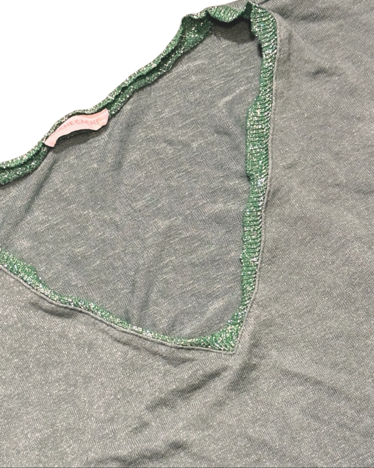 Drawstring Hem V-Neck Top