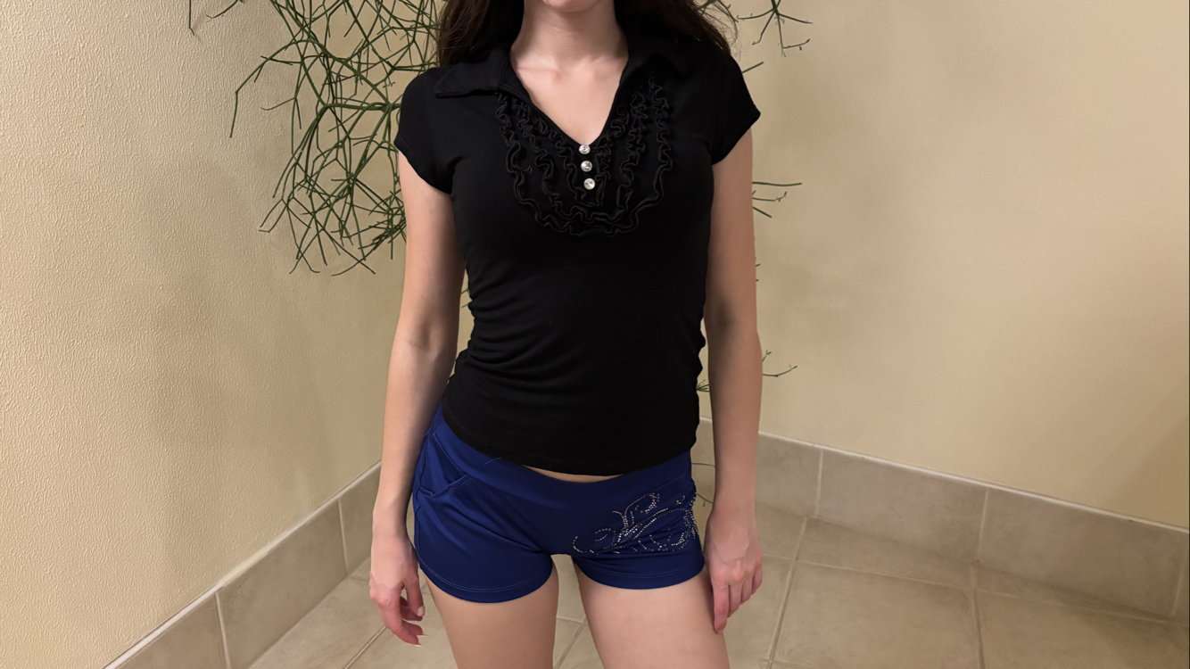 Ruffle Placket Polo Top