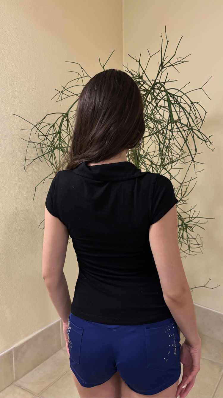 Ruffle Placket Polo Top