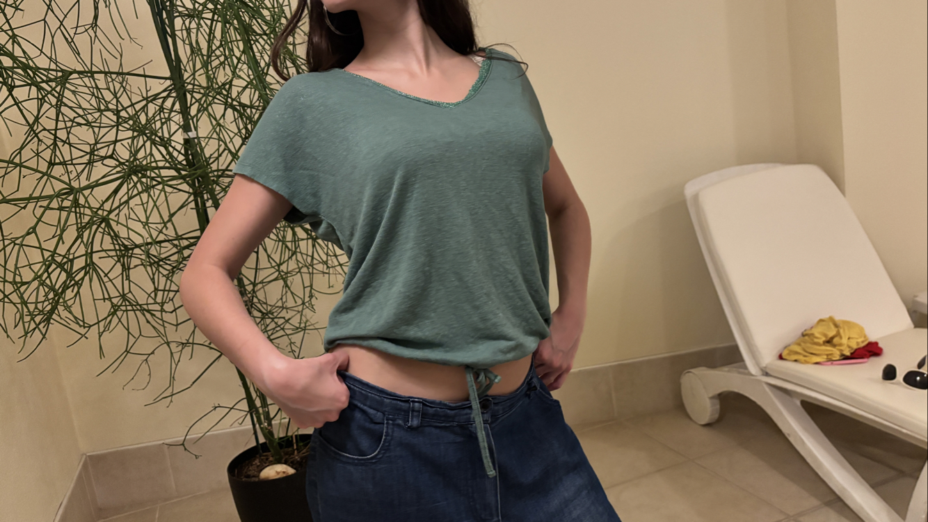 Drawstring Hem V-Neck Top