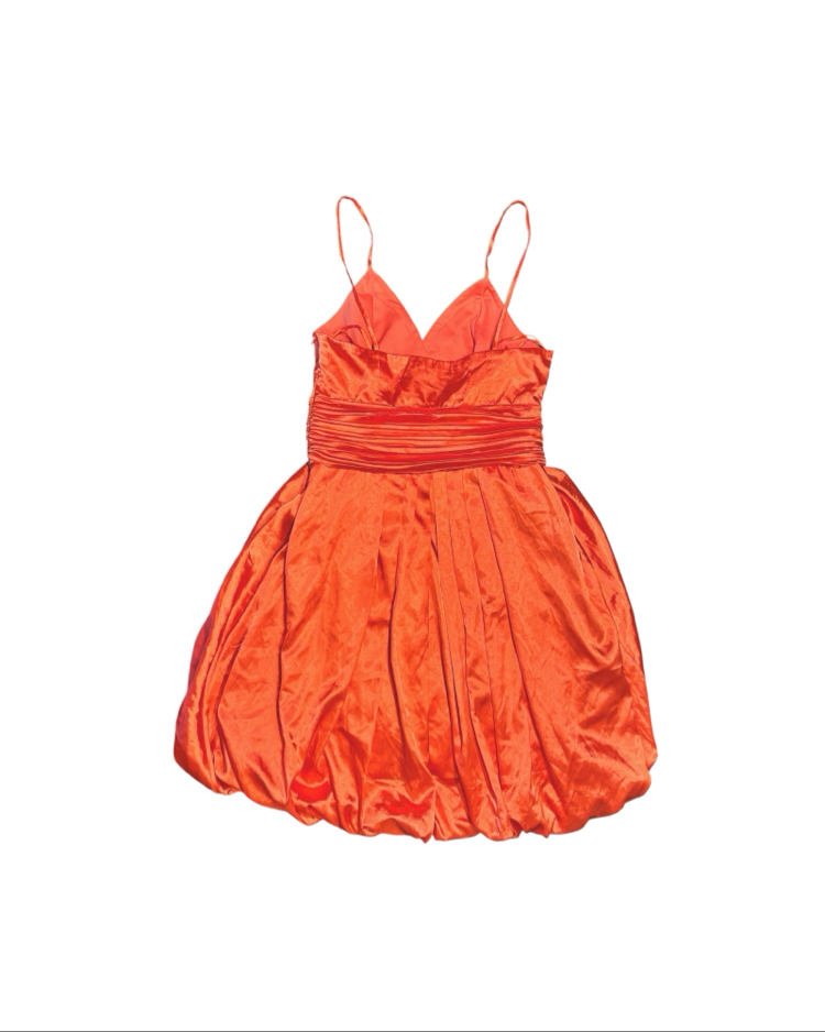 Satin bubble hem dress