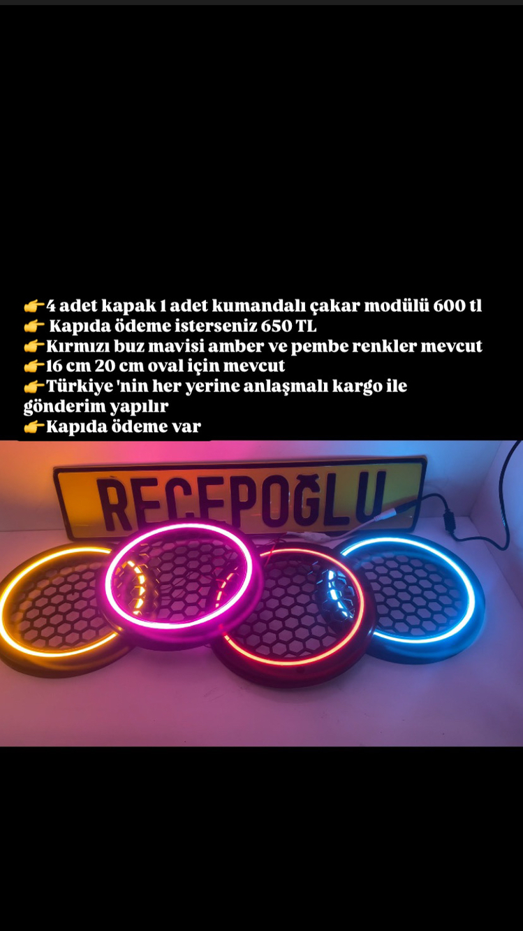 Neon LED'li hoparlör kapağı
