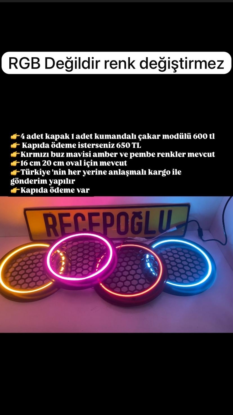 Neon LED'li hoparlör kapağı