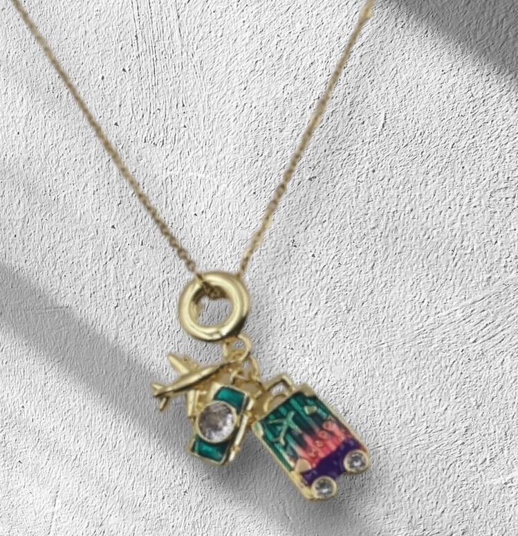 Seyahat Charm Çelik Kolye