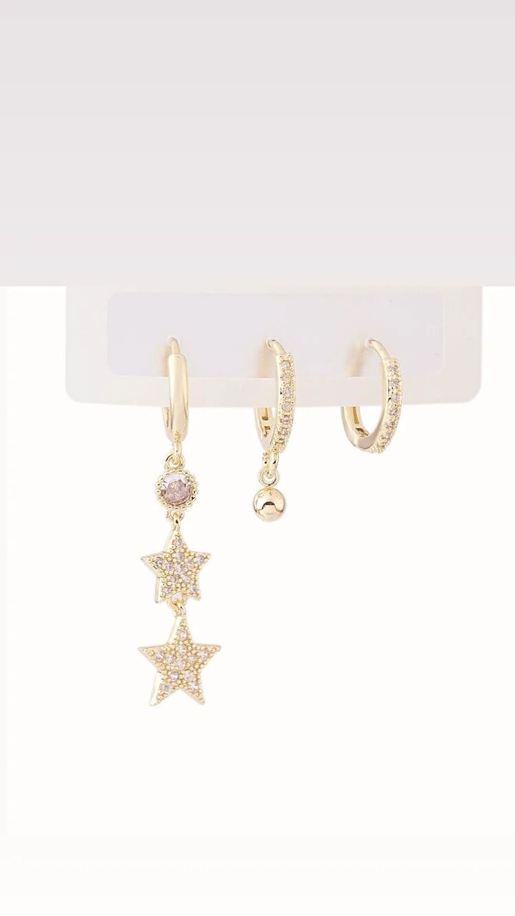 Vip Zirkon taşlı Vip 3'lu Küpe 