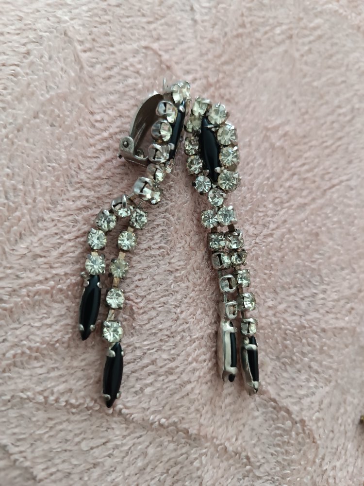 Klips Su Yolu Taşlı 1980 Yılı Vintage Küpe