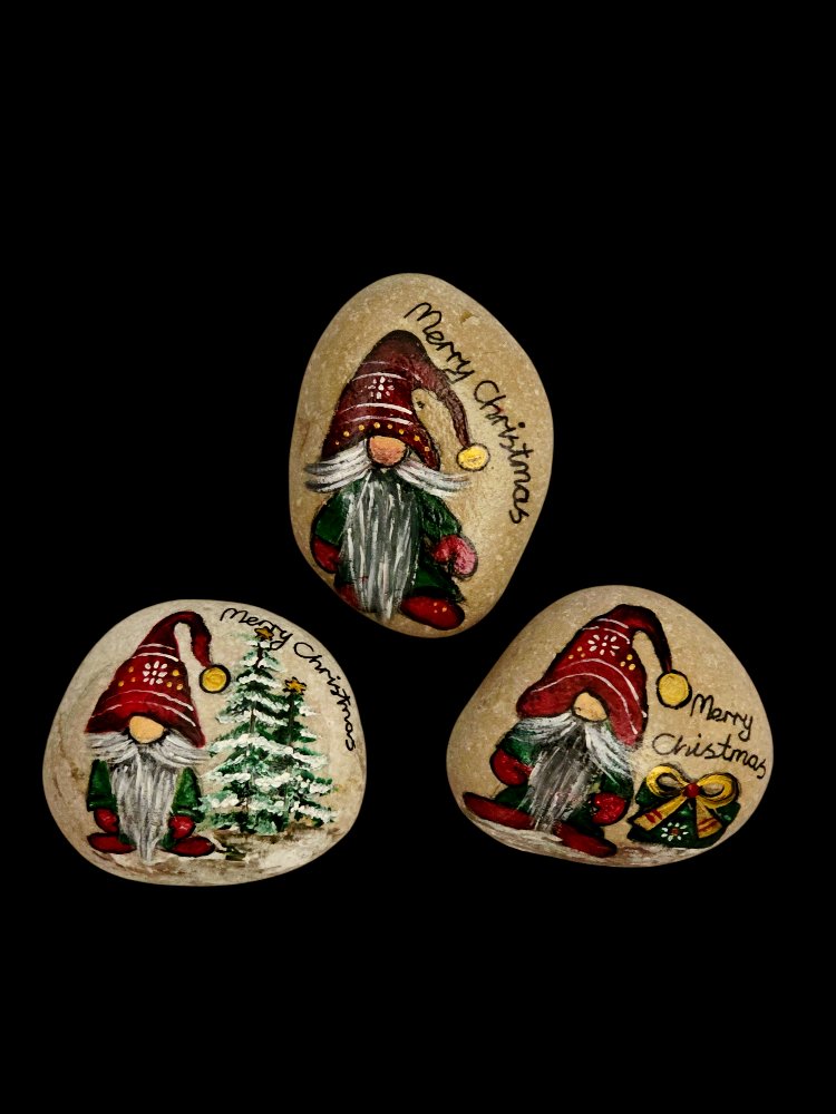 Taş boyama Noel cüceleri