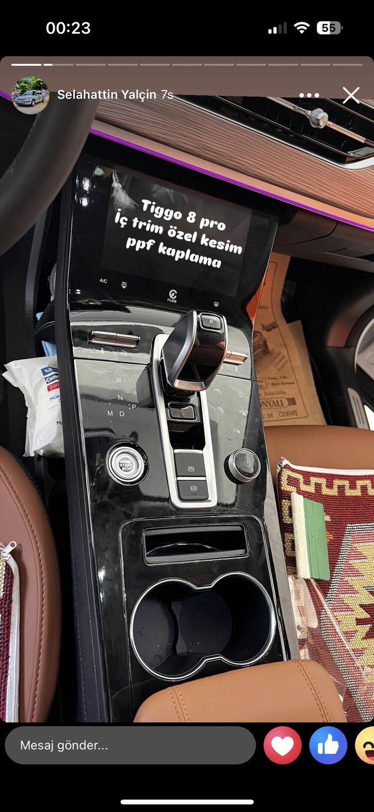 Tiggo 8 pro konsol şeffaf ppf kaplama