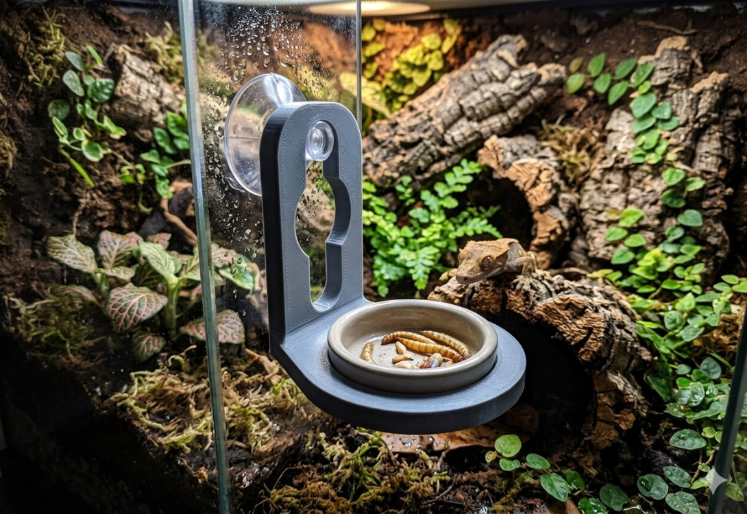 Gecko Feeding Station (Ledge + 3 Bowl Depths)