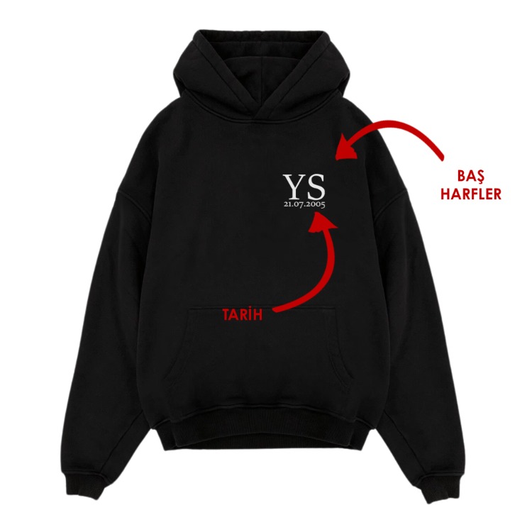 Kişiye özel Baş harfli Tasarım Baskılı Oversize sweatshirt