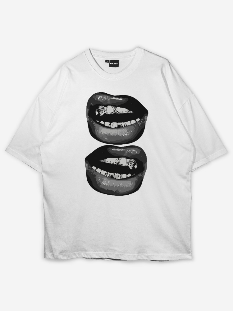 Dudak Baskılı Oversize T-shirt