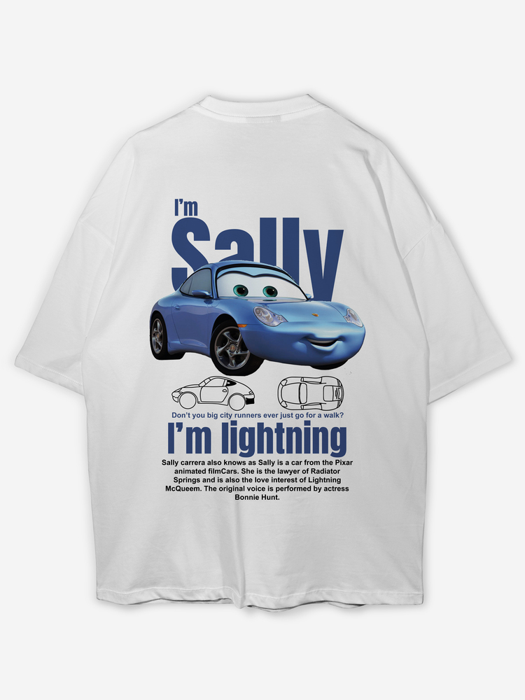 Sally Baskılı Oversize Beyaz T-shirt