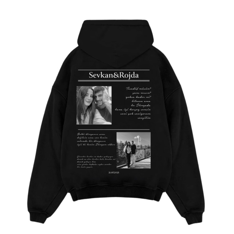 Kişiye özel Şiirsel Tasarım Baskılı Oversize sweatshirt