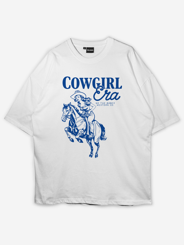 Cowgirl era Baskılı Oversize T-shirt