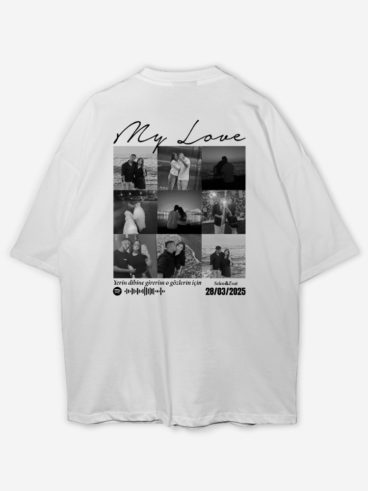 Kişiye özel Mylove Tasarım Baskılı Oversize T-shirt
