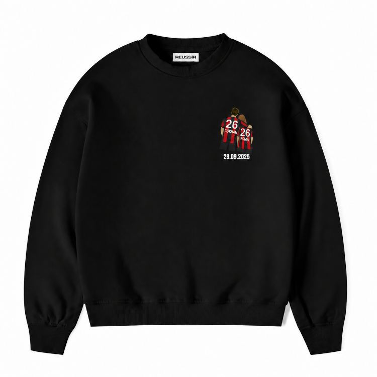 Kişiye özel tasarım baskılı kapşonsuz oversize sweatshirt