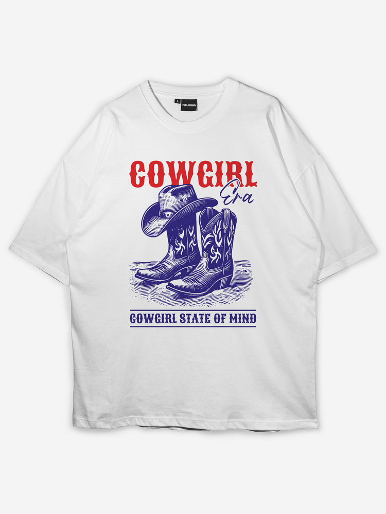 Cowgirl Baskılı Oversize T-shirt