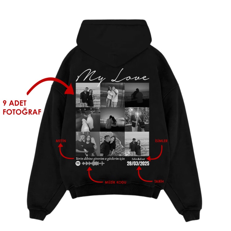 Kişiye özel Mylove Tasarım Baskılı Oversize sweatshirt