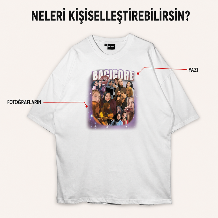 Bacıcore Kişiye Özel Fotoğraflı Tişört