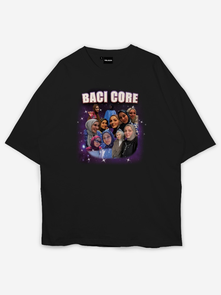Kişiye özel Bacıcore Özel Tasarım Baskılı Oversize T-shirt 