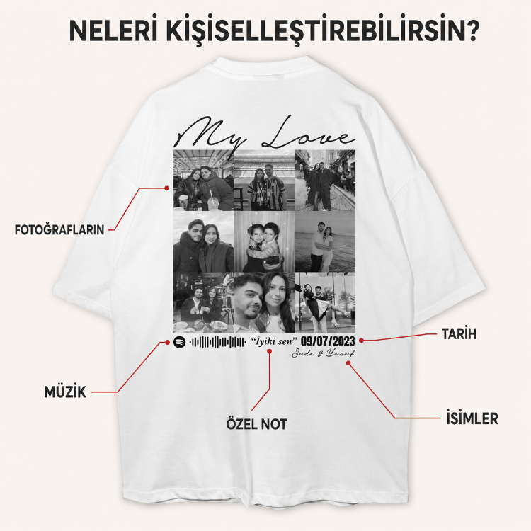 My Love Kişiye Özel Fotoğraflı Tişört