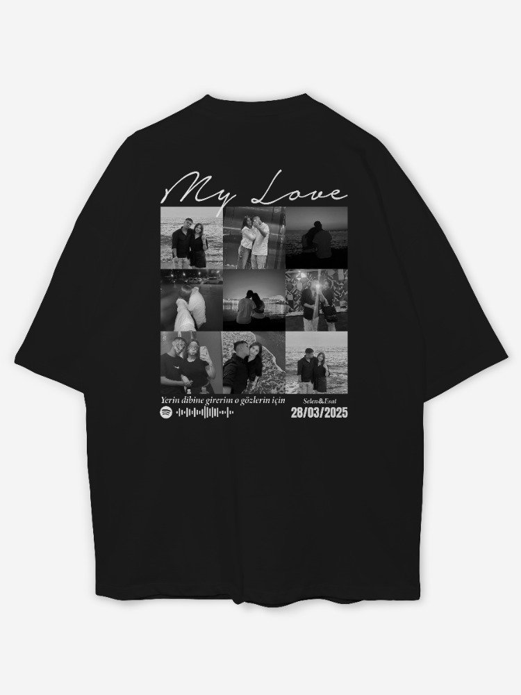 Kişiye özel Mylove Tasarım Baskılı Oversize T-shirt
