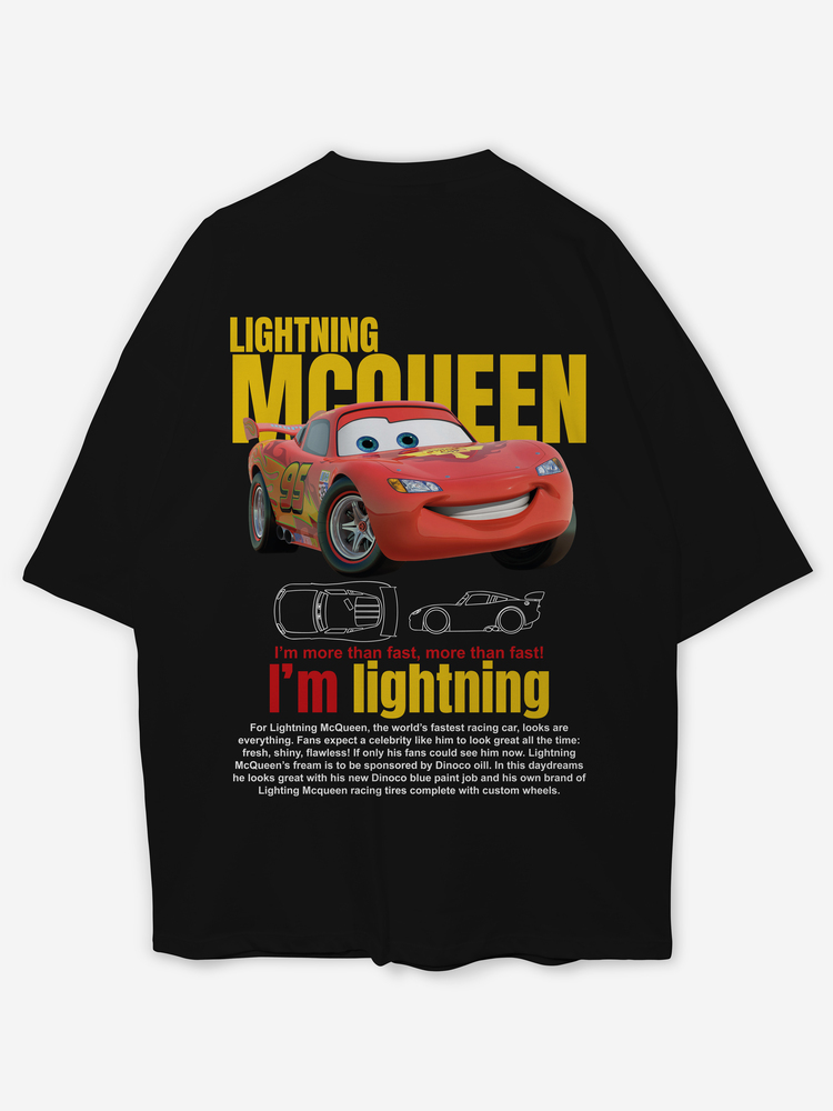 Mcqueen Baskılı Oversize Siyah T-shirt