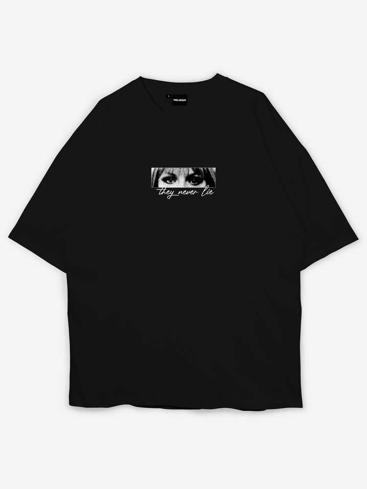 Montana2 Baskılı Oversize Siyah T-shirt