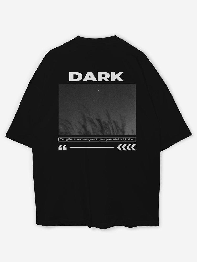 Dark Baskılı Oversize Siyah T-shirt