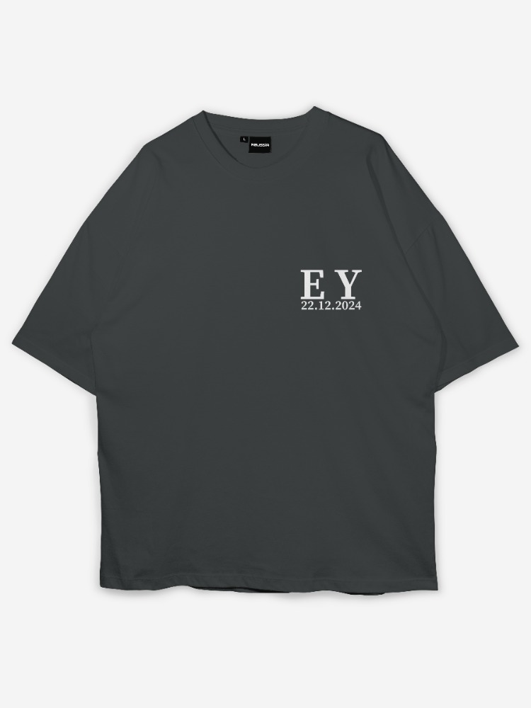 Kişiye özel Baş harfli Özel Tasarım Baskılı Oversize T-shirt 