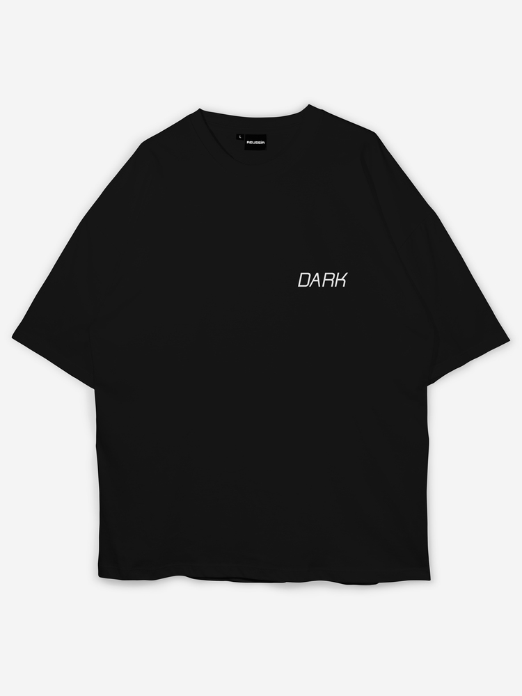 Dark Baskılı Oversize Siyah T-shirt