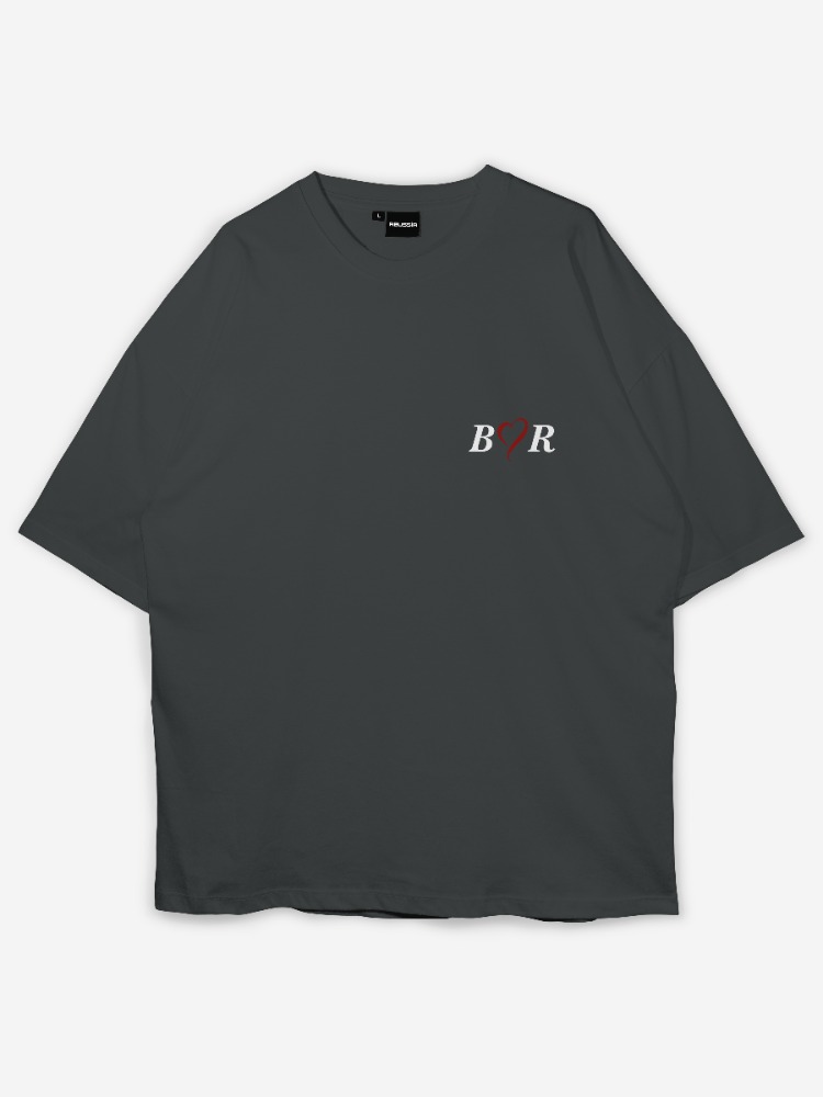 Kişiye özel Kalpli Baş harf Tasarım Baskılı Oversize T-shirt 