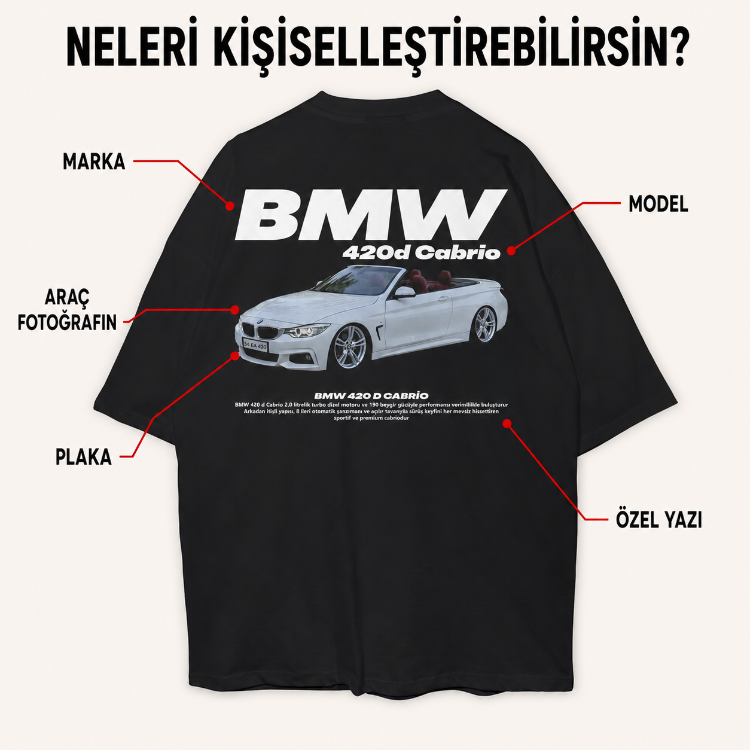 Kişiye özel Araç Tasarım Baskılı Oversize T-shirt 