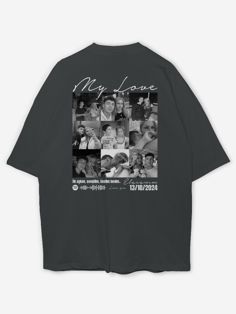 Kişiye özel Mylove Tasarım Baskılı Oversize T-shirt