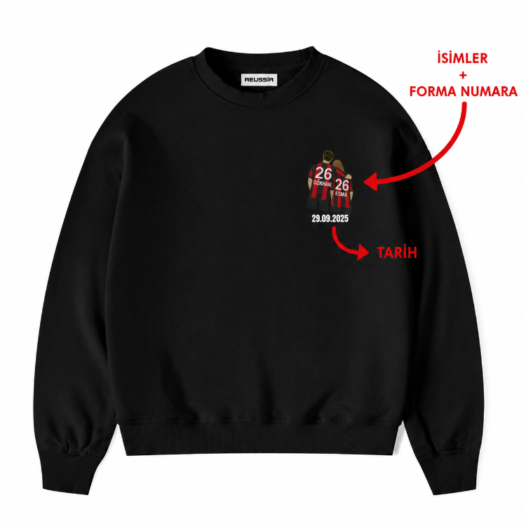 Kişiye özel tasarım baskılı kapşonsuz oversize sweatshirt