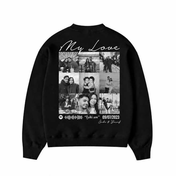 Kişiye özel tasarım baskılı kapşonsuz oversize sweatshirt
