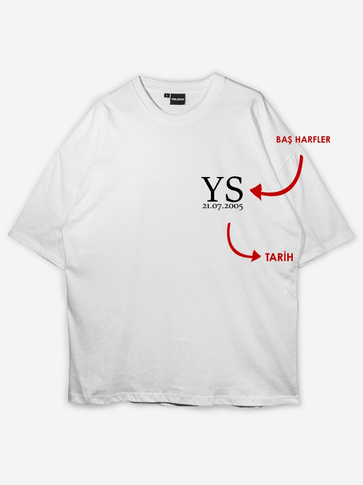 Kişiye özel Baş harfli Özel Tasarım Baskılı Oversize T-shirt 
