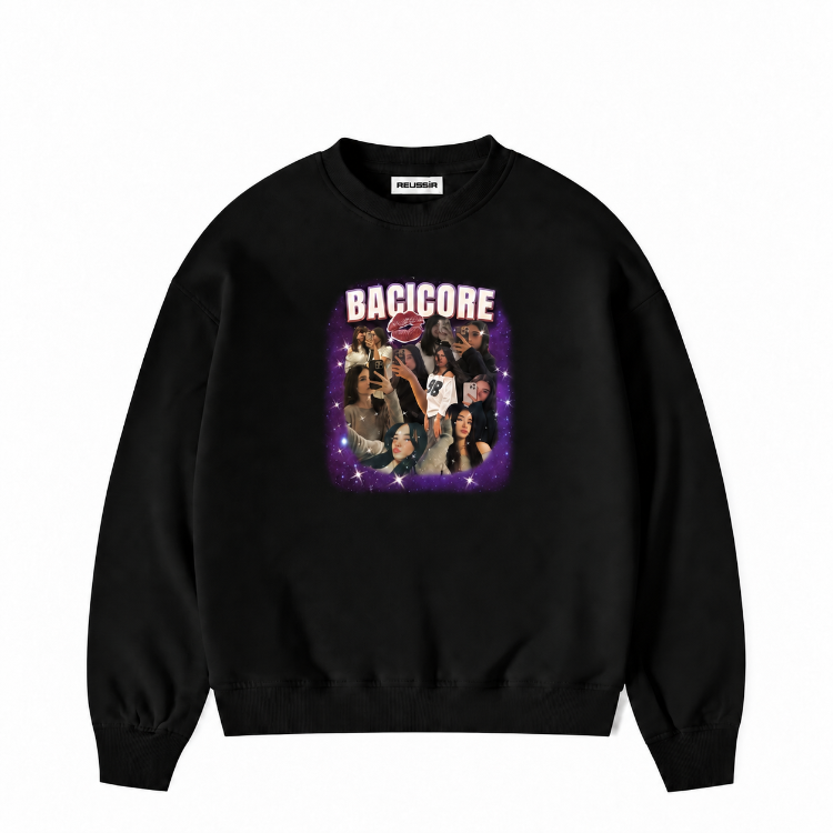 Kişiye özel tasarım baskılı kapşonsuz oversize sweatshirt