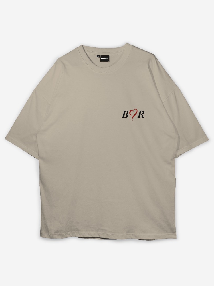Kişiye özel Kalpli Baş harf Tasarım Baskılı Oversize T-shirt 