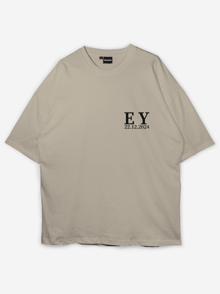 Kişiye özel Baş harfli Özel Tasarım Baskılı Oversize T-shirt 