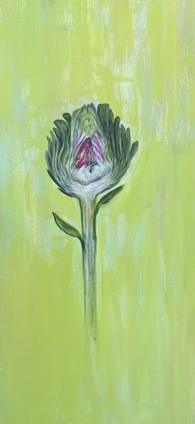 tuval üzerine akrilik, enginar, 40x90 cm