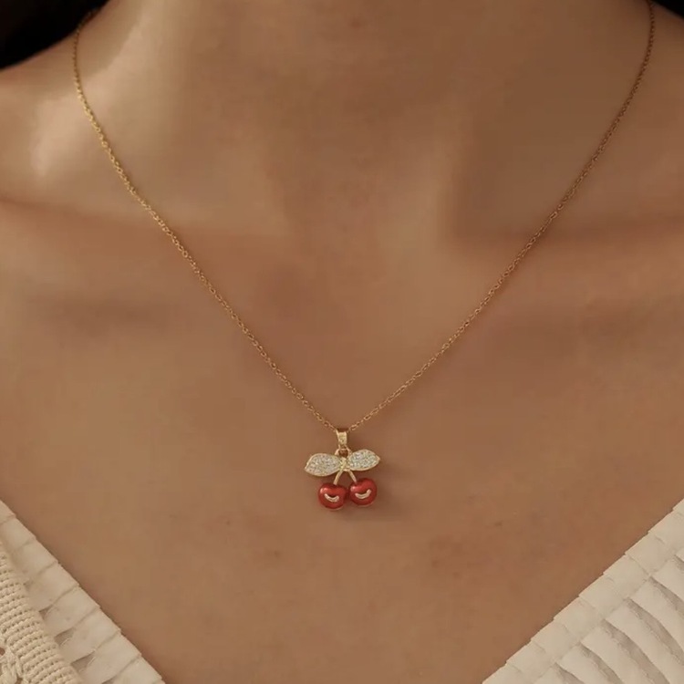 316L Çelik Kiraz Kolye ve Küpe Set