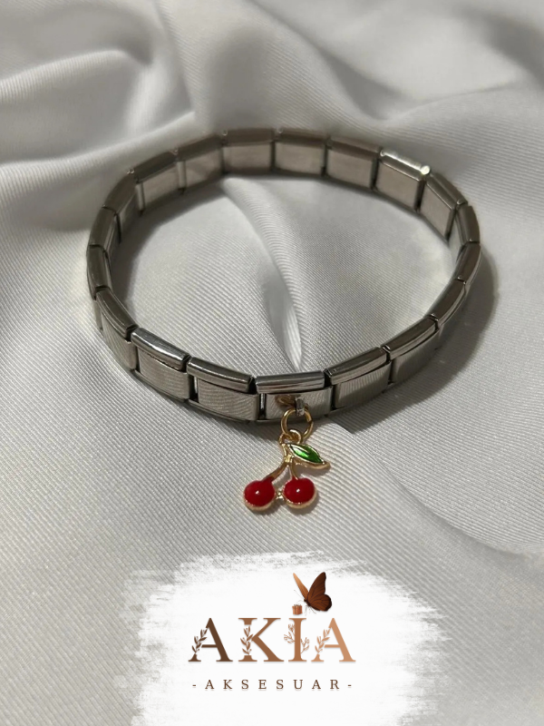 Italyan Charm Kirazlı Bileklik
