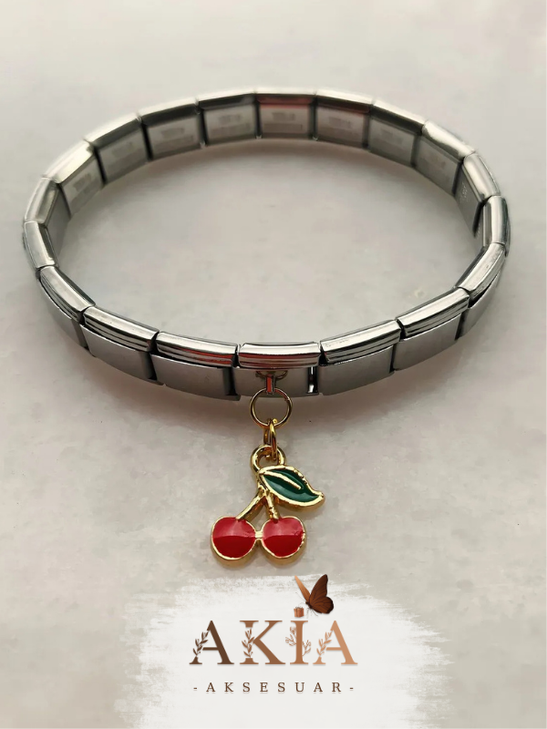 Italyan Charm Kirazlı Bileklik