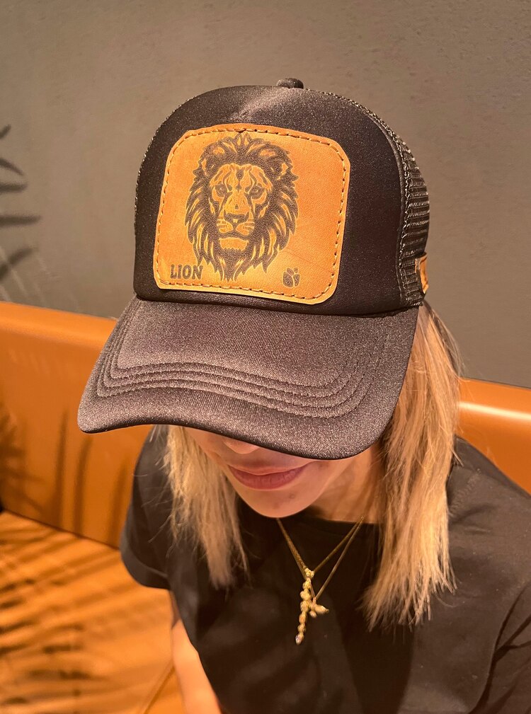 Hakiki Deri Patch Şapka - Aslan